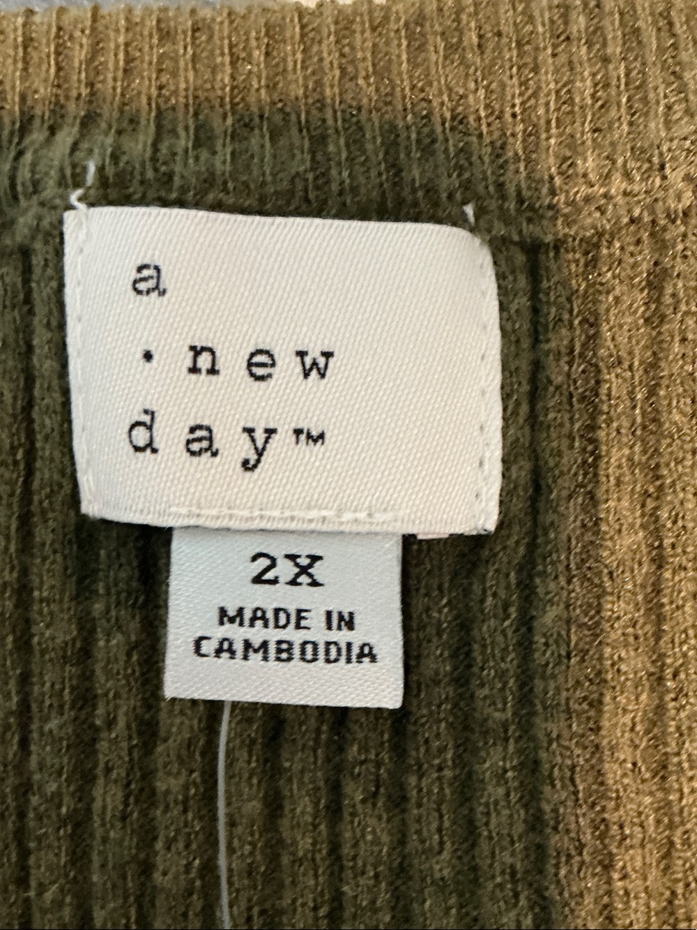 Olive Green Ribbed Button-Front Cardigan - Picture 4 of 6